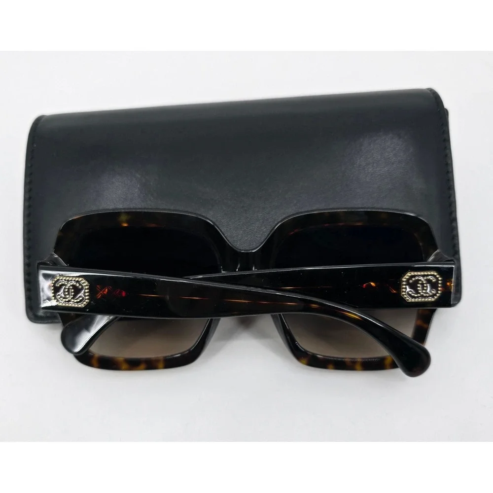Chanel 5479 Oversized Square Sunglasses Dark Havana Brown Gold CC 56mm